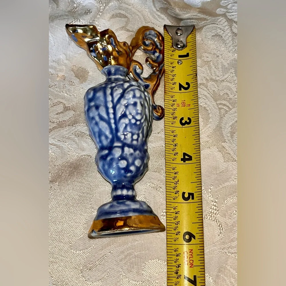 VTG Goldra E. Palestine Blue Gold Ewer Pitcher Mold 422 5.75